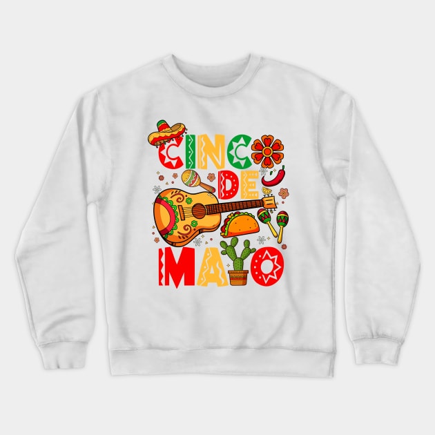 Cinco De Mayo Fiesta Surprise Camisa 5 De Mayo Viva Mexico Crewneck Sweatshirt by ANGELA2-BRYANT